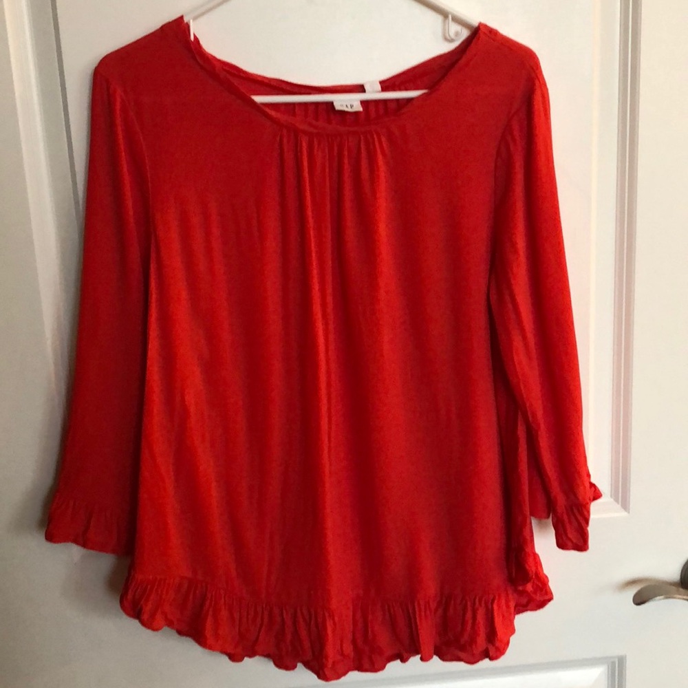 Red/Orange GAP ruffle blouse